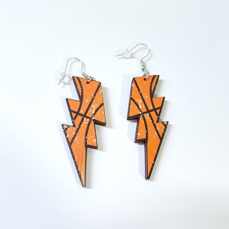 Super Bowl Sports Wood Wooden Ball Earrings