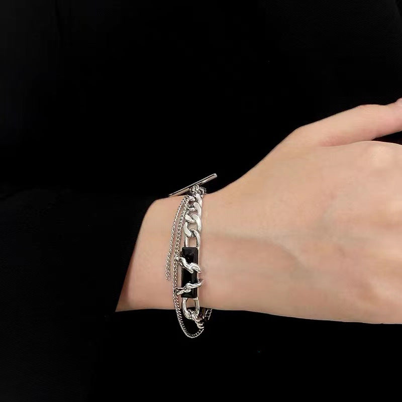 Women's & Men's Snake-shaped Neutral Obsidian Hip Hop Retro Cuban Couple Accessories Bracelets