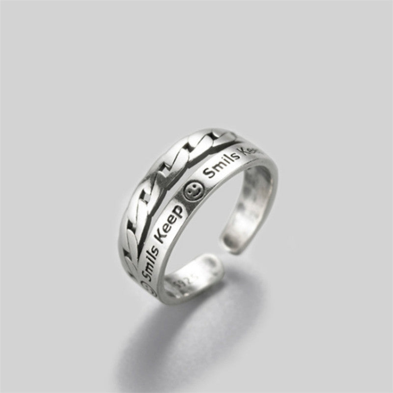 Retro Punk Distressed Snake Flower Personality Rings