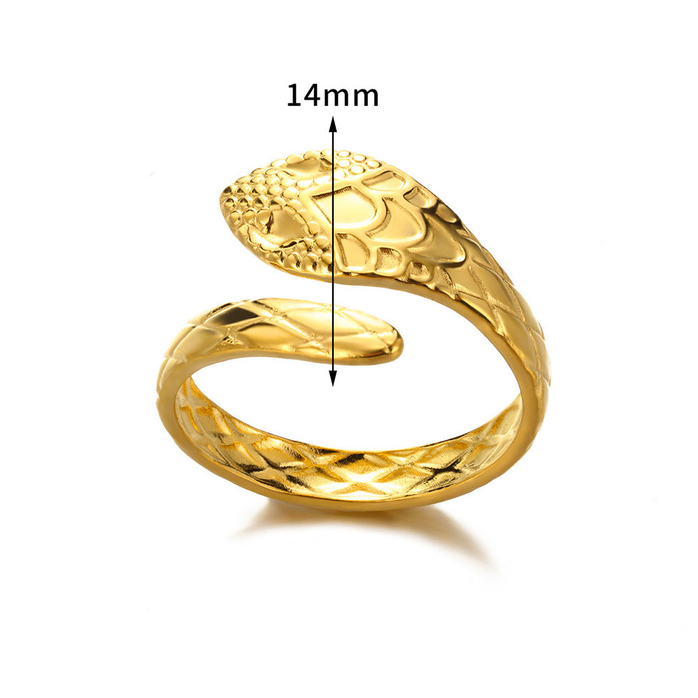 Women's & Men's Stainless Steel Snake Geometric Hollow Gold-plated Rings