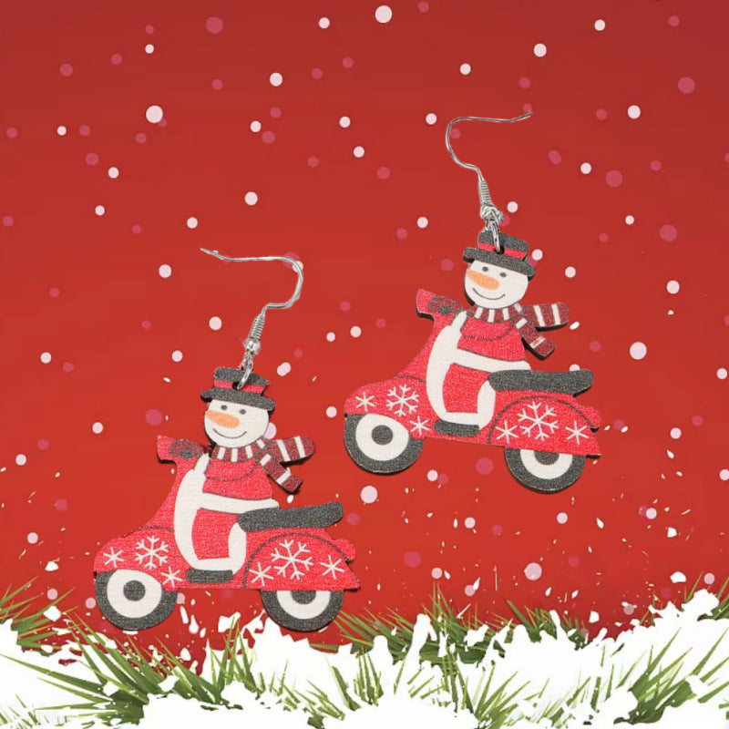 Series Cartoon Cute Creative Design Santa Claus Moon Earrings