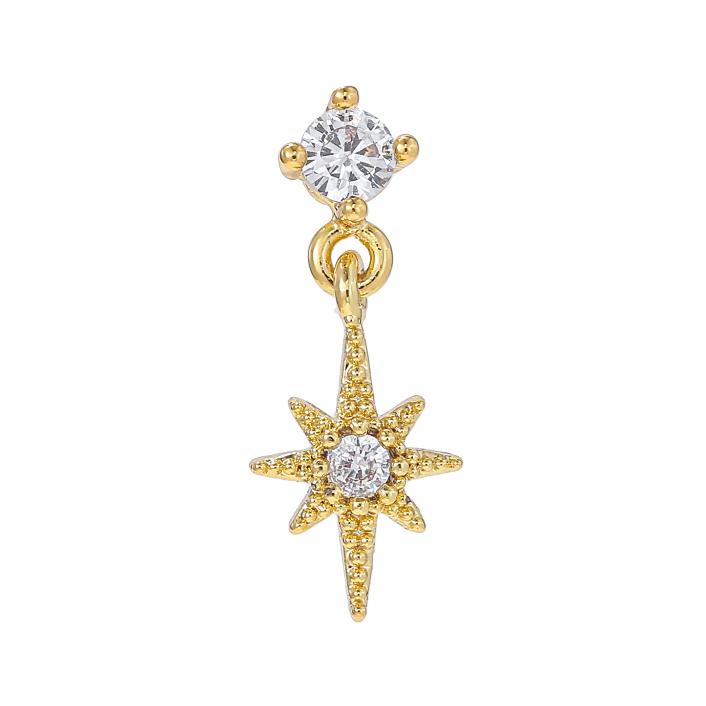 Rod Piercing Micro Inlaid Zircon Double Earrings