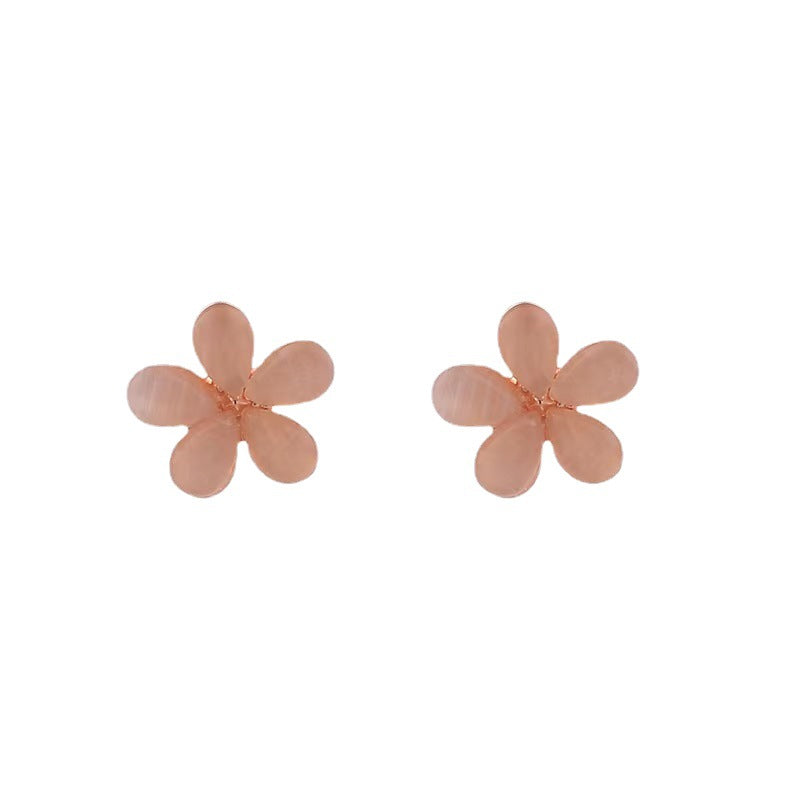 Women's Needle Mori Style Fresh Flower Short Cat Earrings