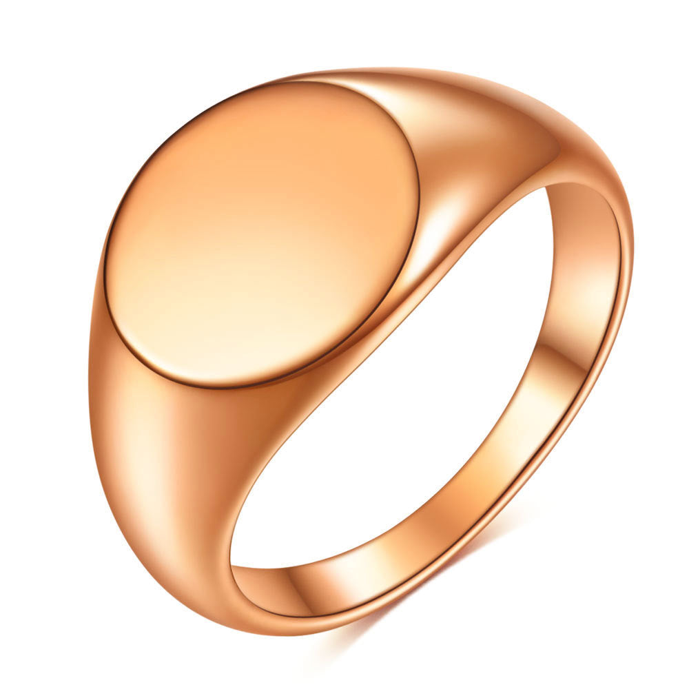 Steel Glossy Simple Titanium Gold-plated Lovers Rings