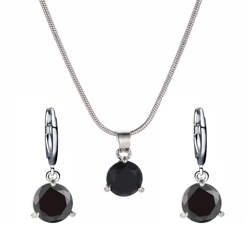 Jewelry Two-piece Set Round Multicolor Zircon Necklaces