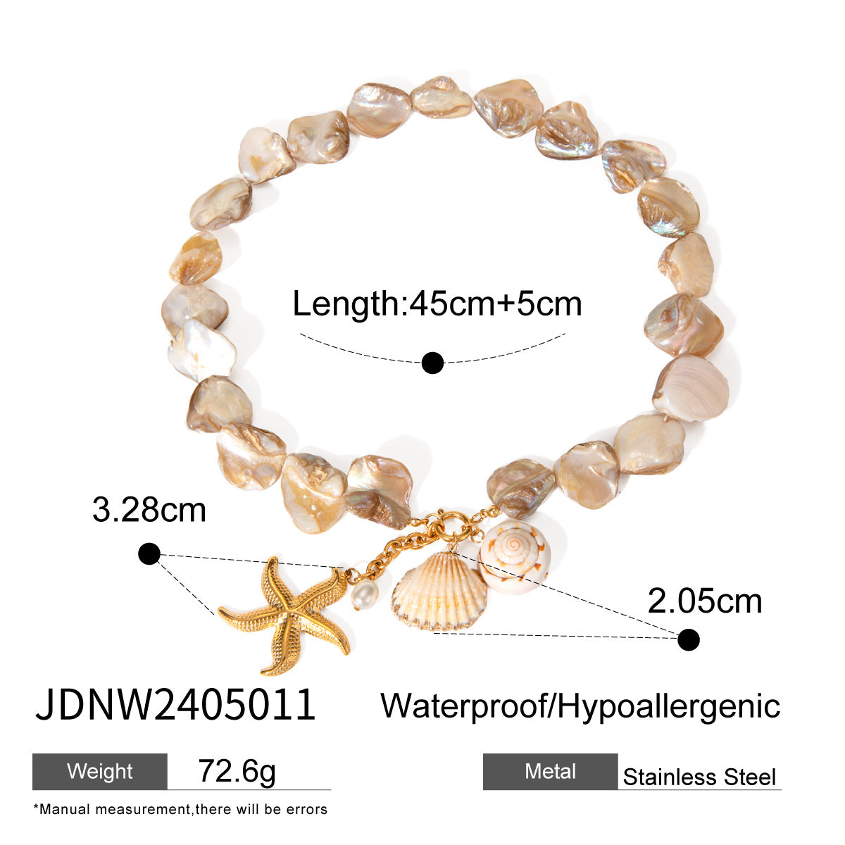 Gold Stainless Steel Starfish Shell Conch Summer Bracelets