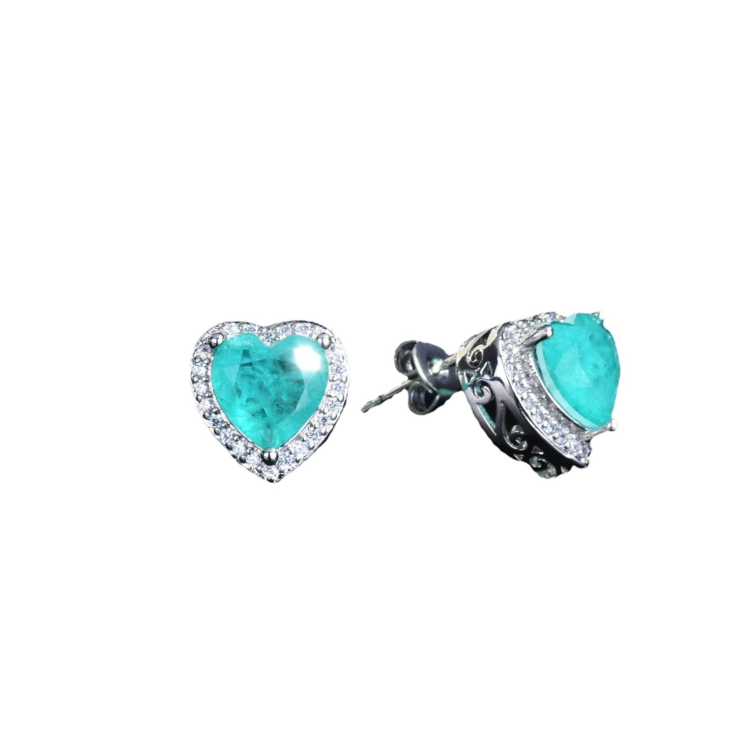 Broadcast Imitation Natural Paraiba Suit Heart-shaped Jewelry Set