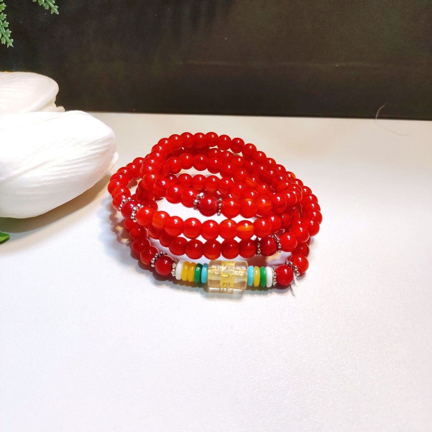 Women's & Men's Beads Four Circles Six Words Mantra Multi Gift Five Bracelet