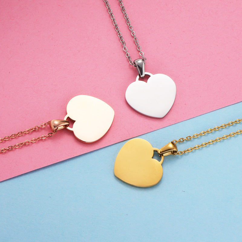 Stainless Steel Personality Simple Couple Gift Heart Love Necklace