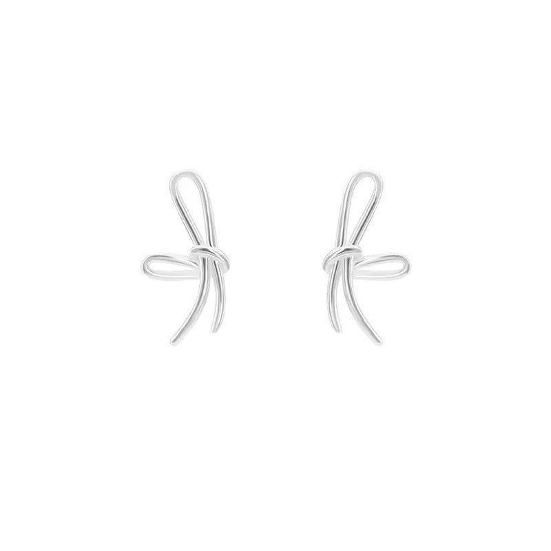 Line Bow Female Stylish Simple Versatile Daily Korean Style Personalized Stud Earrings