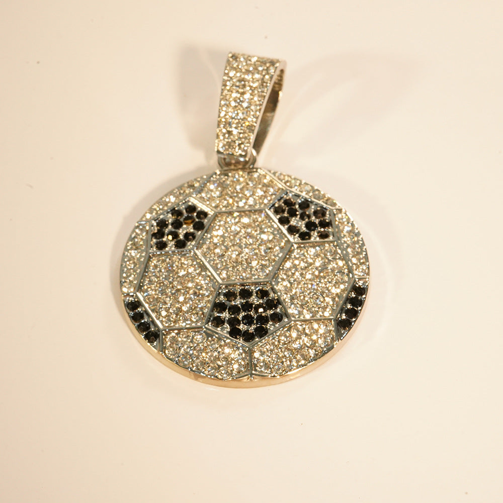Men's World Cup Full Diamond Football Alloy Necklaces