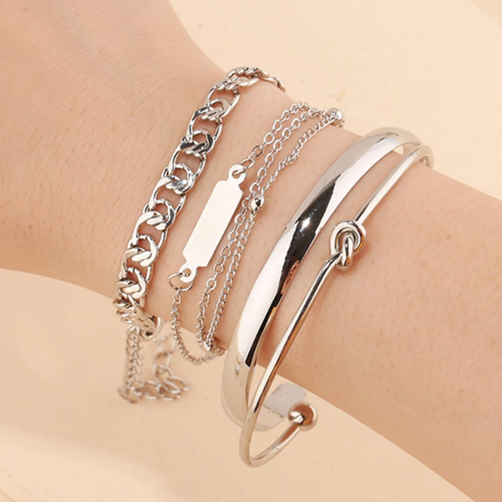 Hip Hop Style Glossy Knotted Metal Bracelets