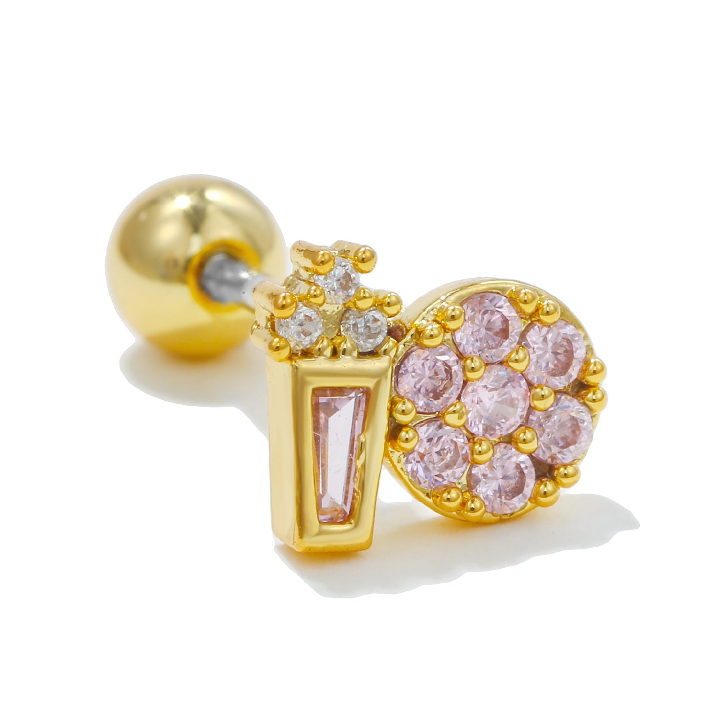 Color Zircon Ear Bone Stainless Steel Earrings
