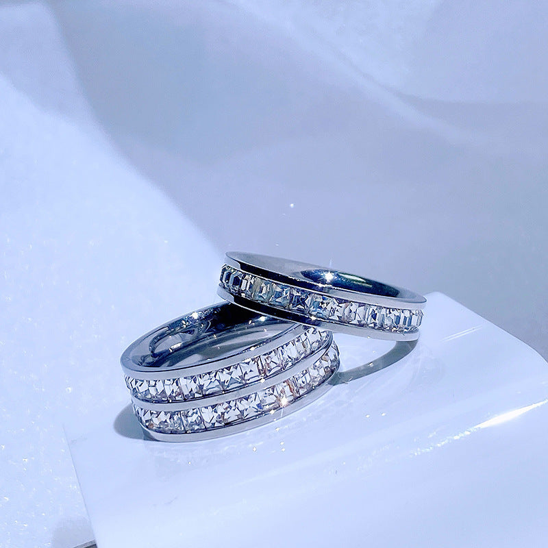 Women's & Men's High-grade Full Circle Diamond Single Row Rings