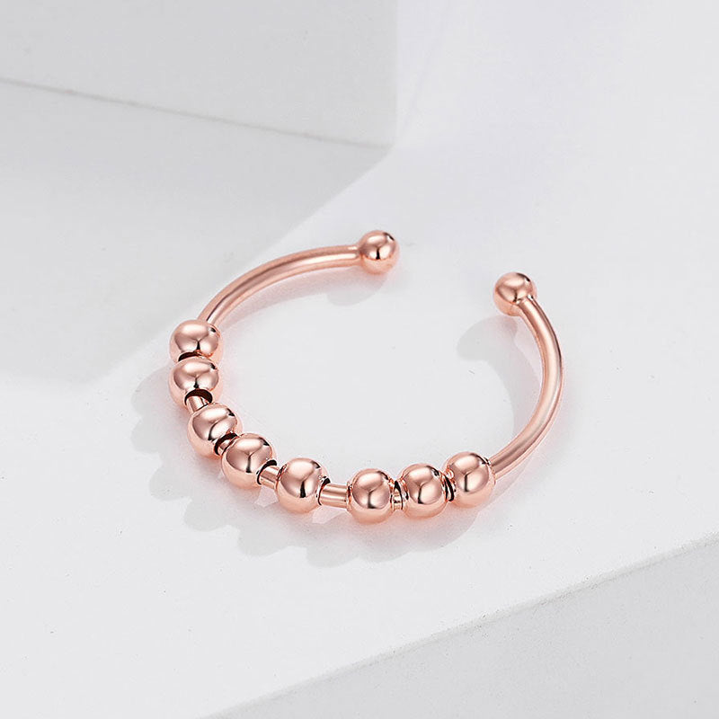 Sterling Sier Adjustable Pressure Beads Spiral Rings