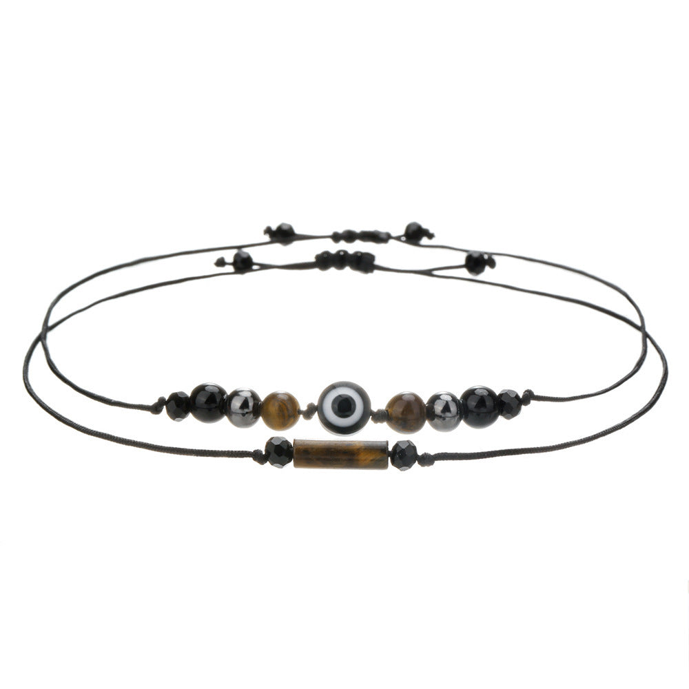 Women's Natural Stone Flat Beads Woven Hand Bracelets