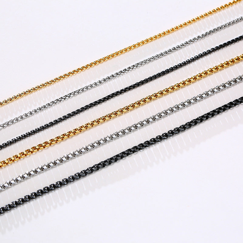 Titanium Steel Pearl Chain Face Width Necklaces