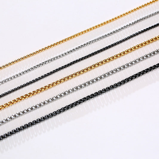 Titanium Steel Pearl Chain Face Width Necklaces