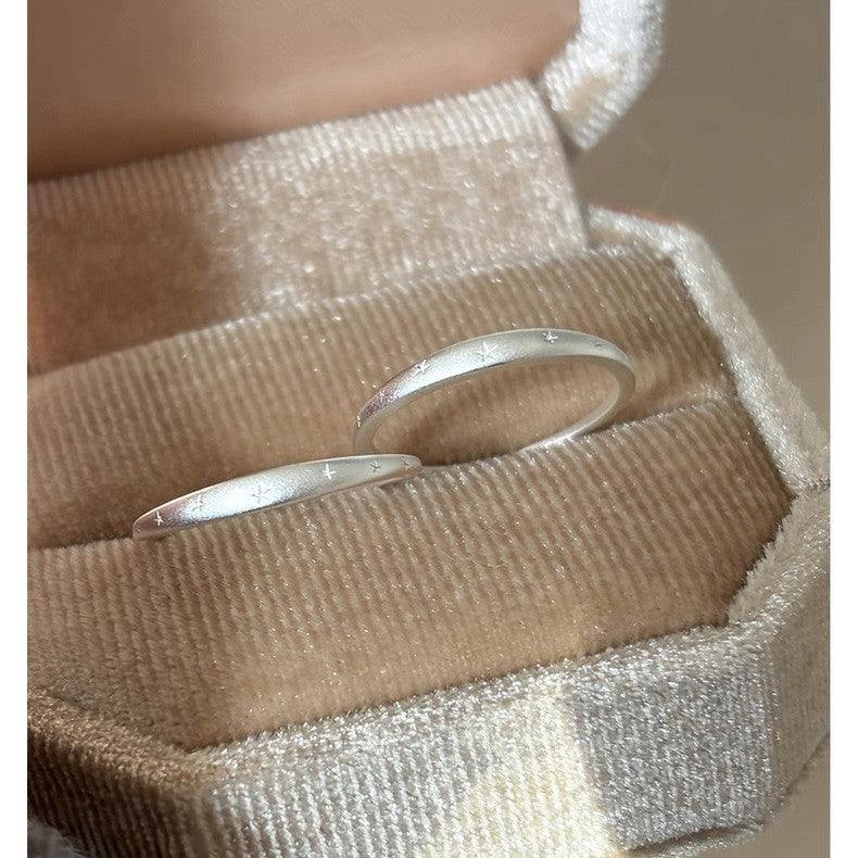 Women's Korean Style Matte Pentagram Simple Advanced Open Adjustable Index Ring