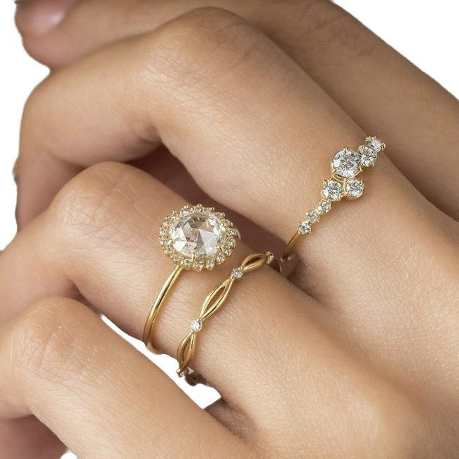 Set Of Ornaments Gold Full Diamond Bright Rings