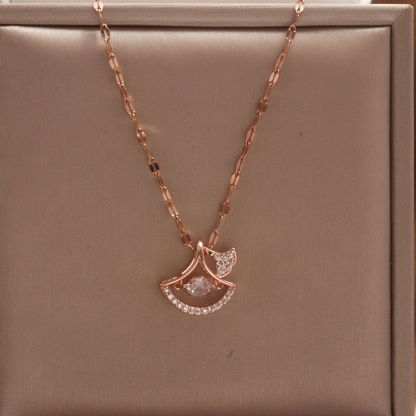 Women's Rose Gold Key Fu Lock Opal Korean Simple Fashion Necklaces