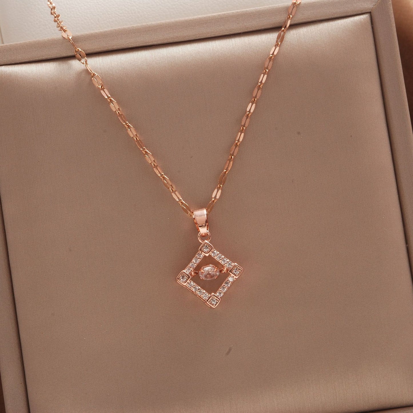 Women's Rose Gold Key Fu Lock Opal Korean Simple Fashion Necklaces