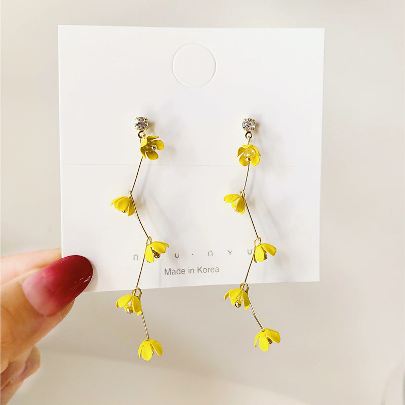 Tassel High-grade Sier Needle Metal Light Luxury Pearl Earrings