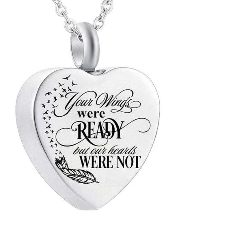 Heart-shaped Leaves English Engraved Letters Cremains Relatives Pet Pendants