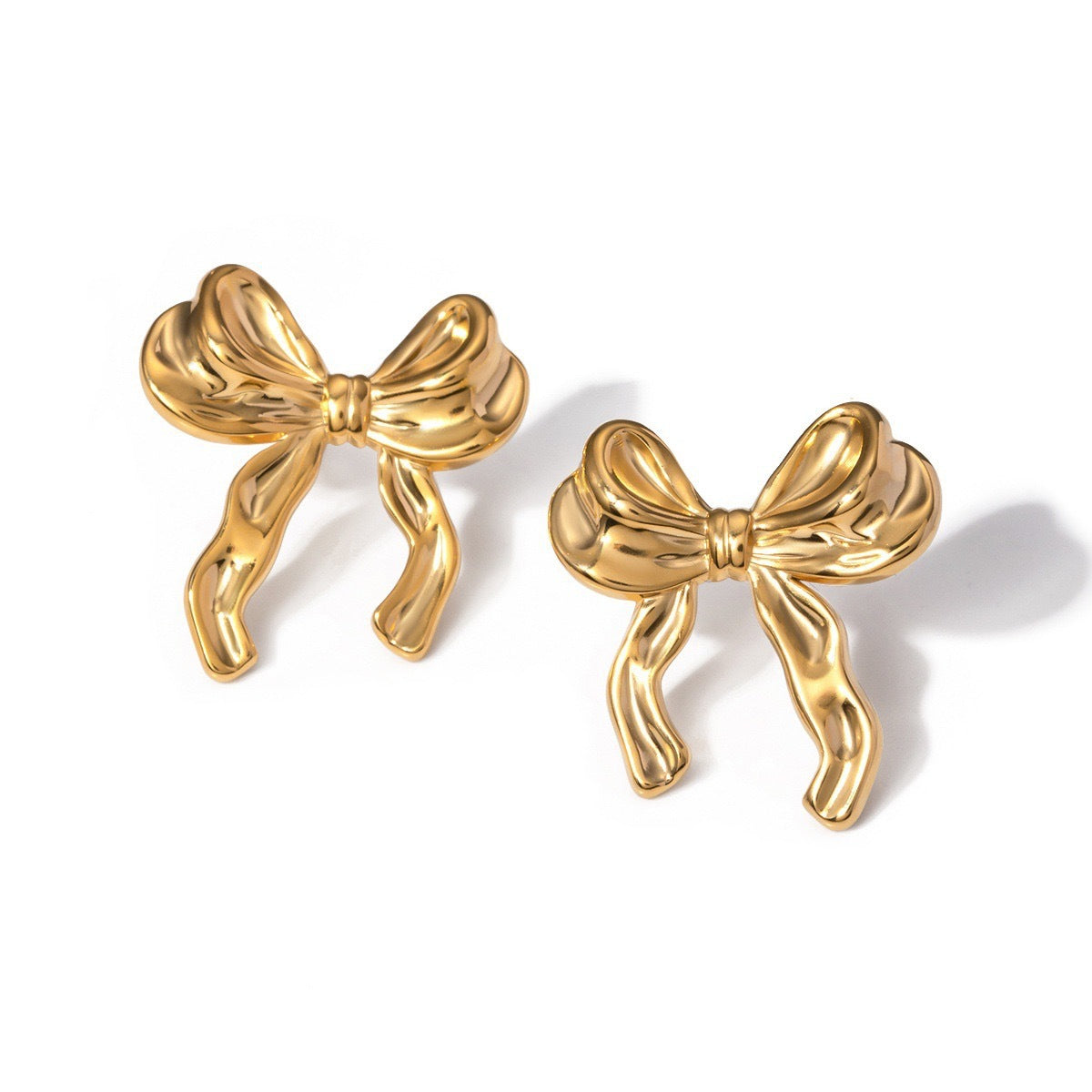 Style Personalized Gold Stainless Steel Bow Earrings