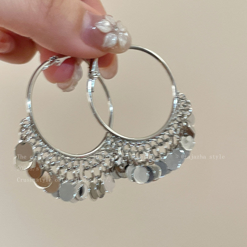Ethnic Style Wafer Tassel Ear Female Earrings