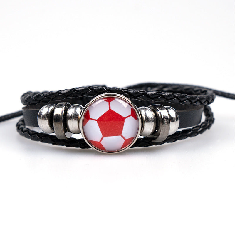 Men's Football Fans Peripheral Leather Popular Beaded Bracelets