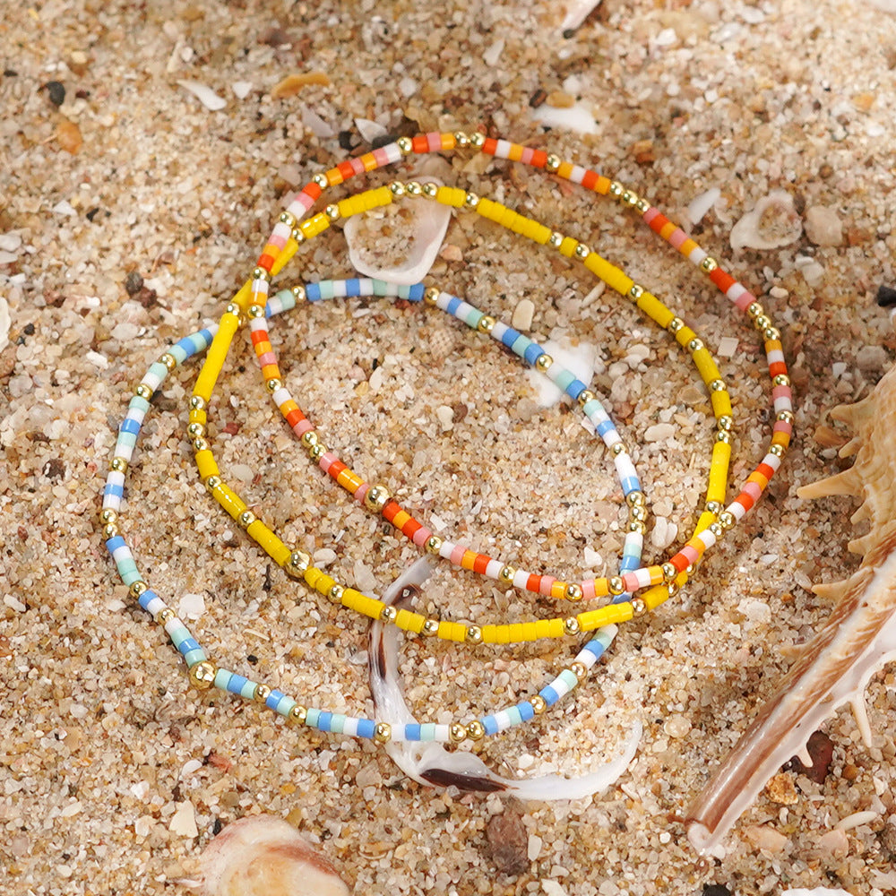 Women's Bohemian Style Copper Bead Colorful Handmade Bracelets