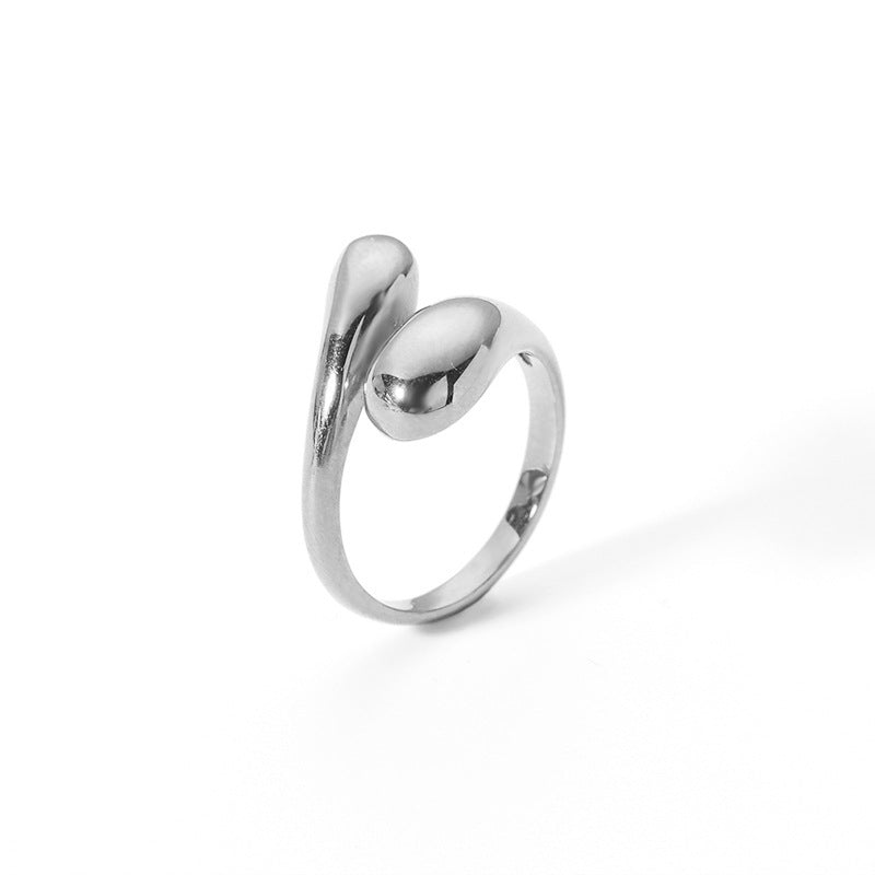 Water Drop Glossy Stainless Steel Gold-plated Rings