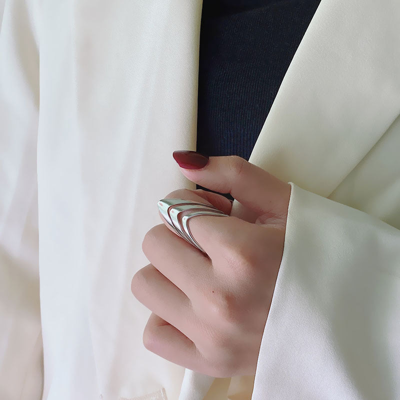 Steel Female Design Sense Minority Geometric Hollow Rings