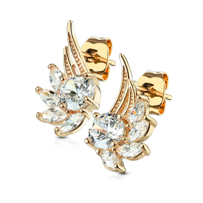 Flying Wings Fashion Sier Needle Temperament Earrings