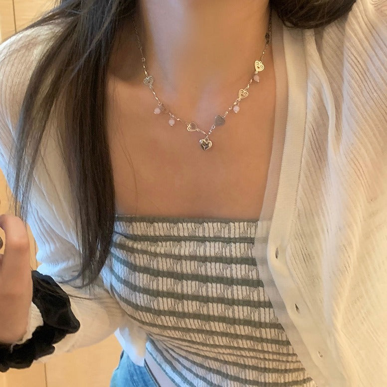 Women's Stone Heart Light Luxury Design Sense Niche Clavicle Necklace