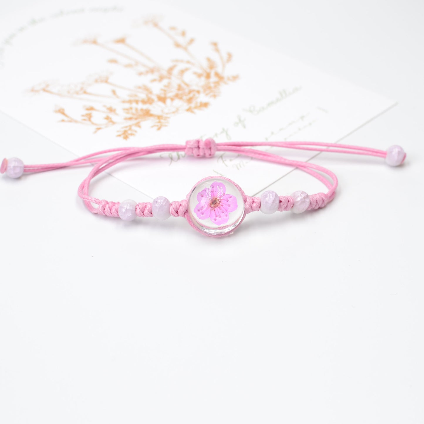 Hand-woven Ceramic Dried Flower Narcissus Glass Bracelets