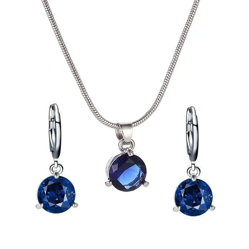 Jewelry Two-piece Set Round Multicolor Zircon Necklaces