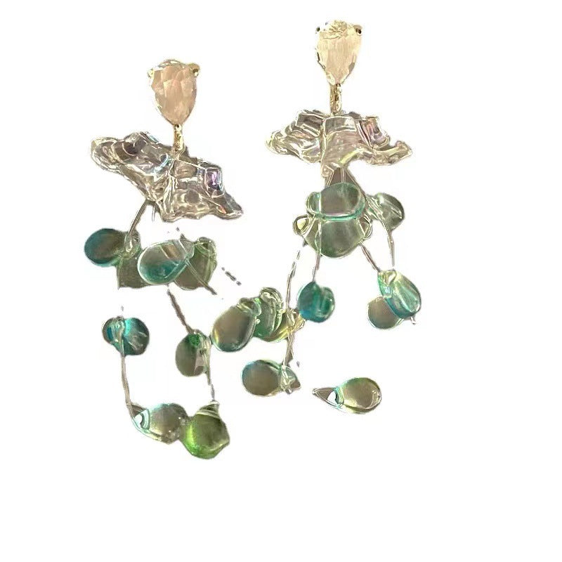 Women's Green Beaded Long For Romantic Aura Vacation Style High-grade Earrings