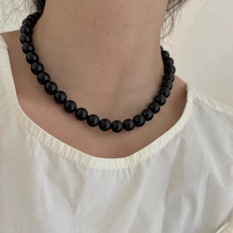 Black Bead Korean Style Autumn Special Interest Light Luxury Necklace