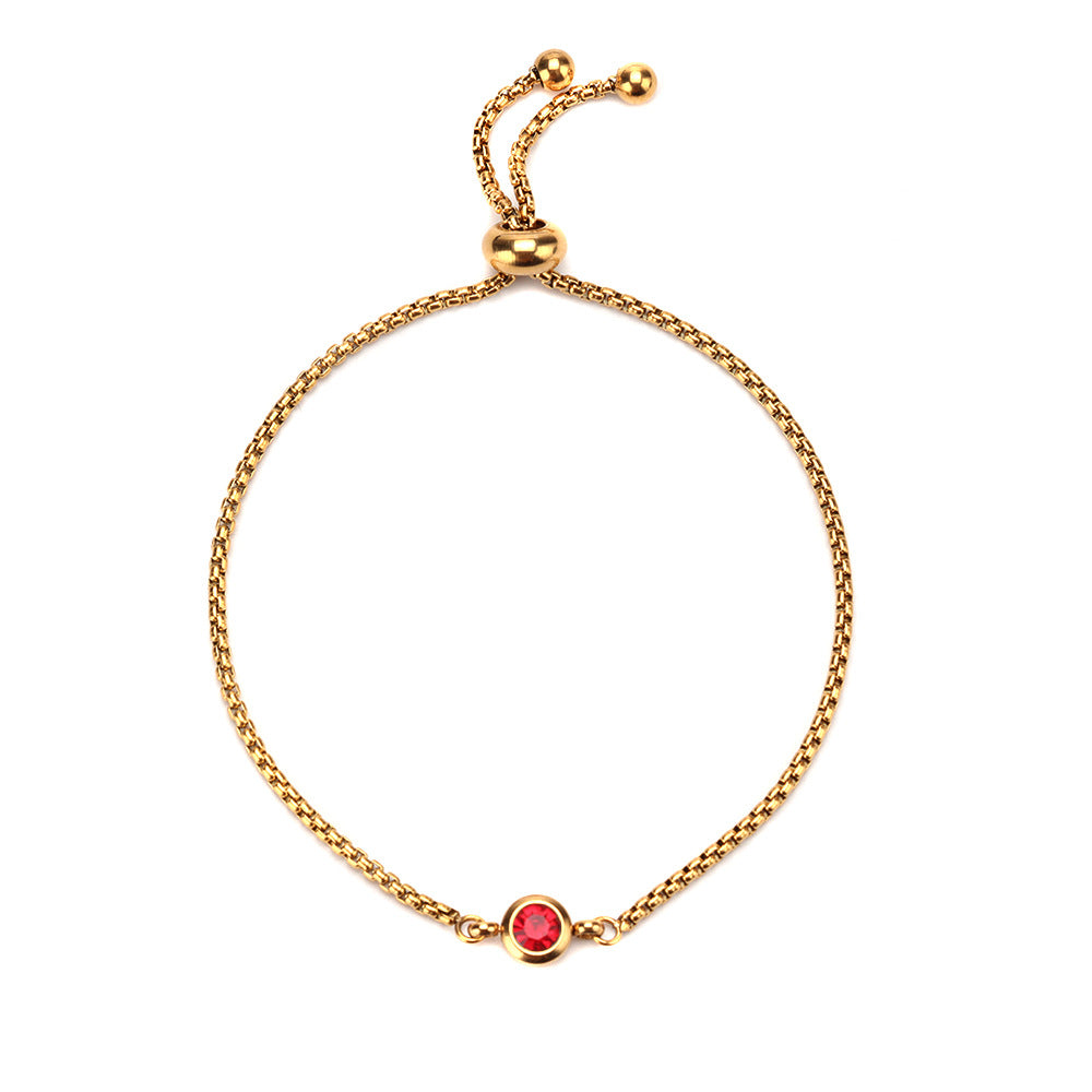 Women's Simple Stainless Steel Twee Birthstone Mother's Bracelets