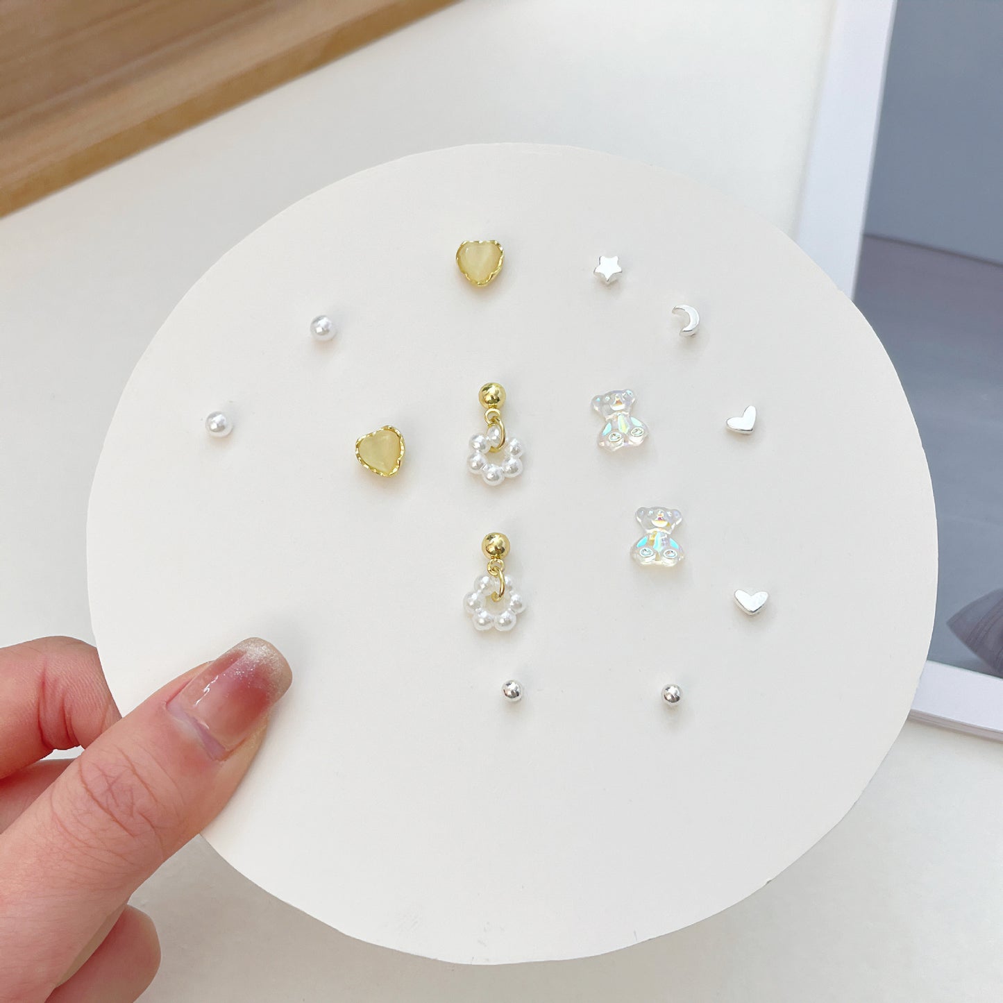 Pair Pack Sier Suit Cute Sweet Earrings