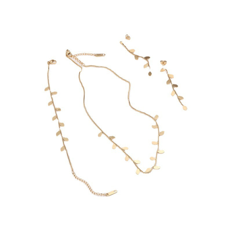 Attractive Leaf Titanium Steel Gold Plating Necklace