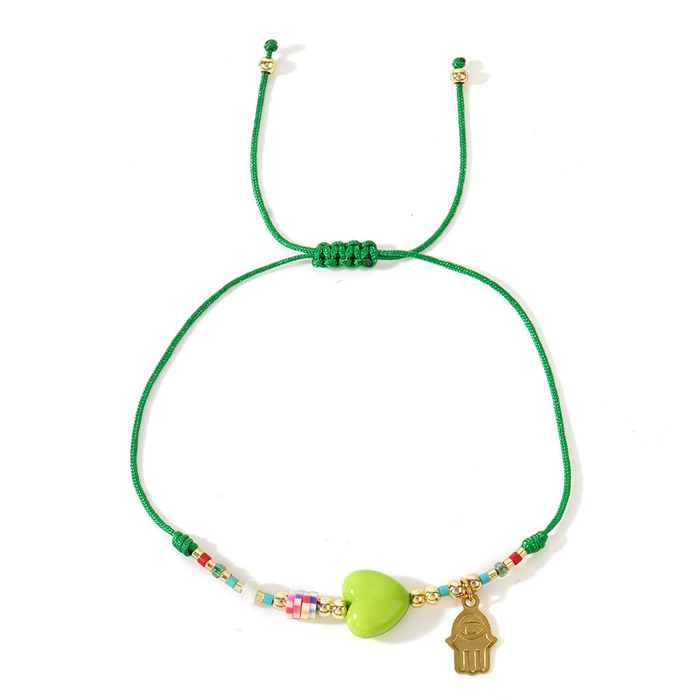 Bohemian Casual Style Colorful Peach Heart Stainless Bracelets