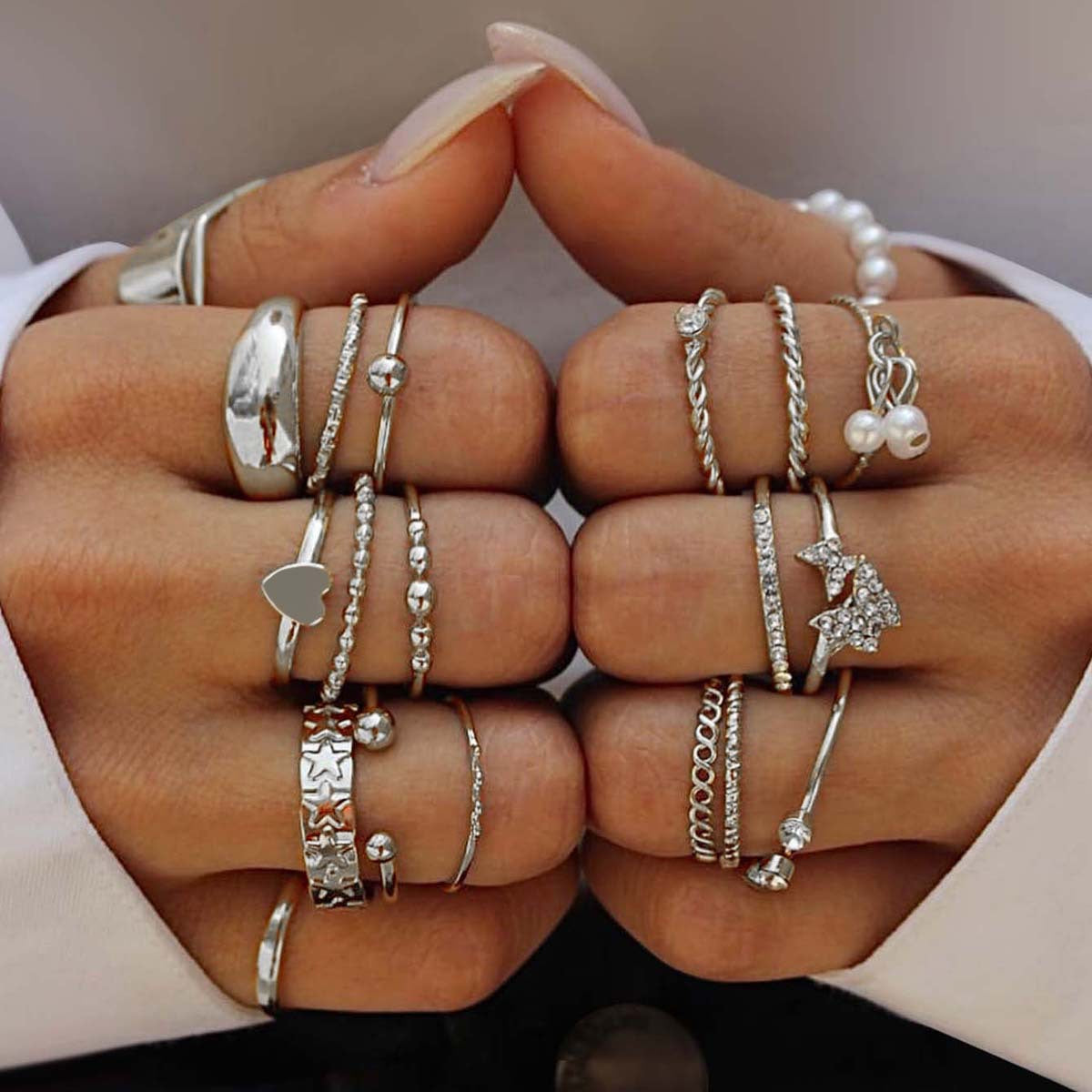 Pearl Love Butterfly Set Diamond Pentagram Pendants