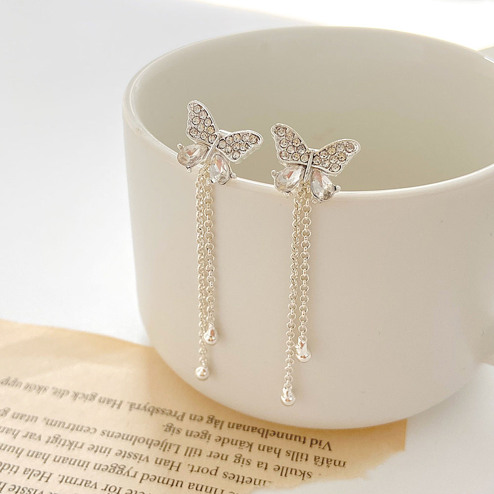 Women's Butterfly Fashion Temperamental Minority Design Long Earrings