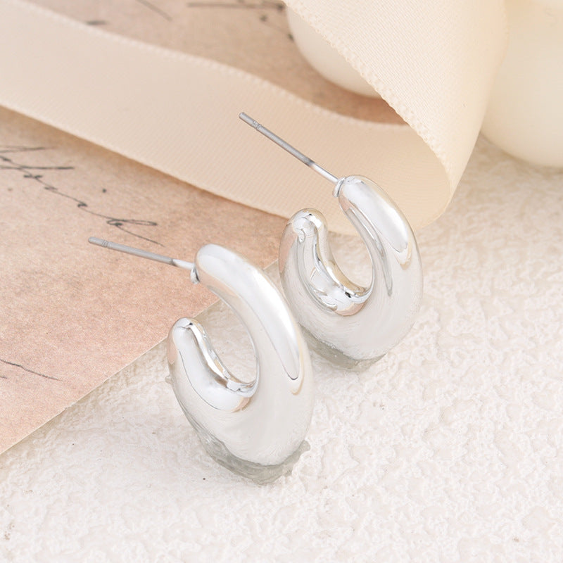 Women's Sier Color Bowknot Round Acrylic High-grade Light Earrings