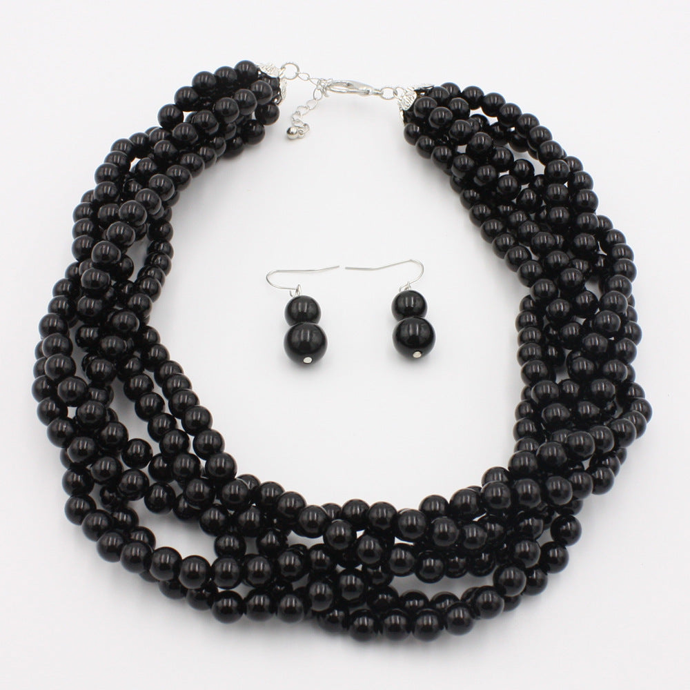 Fashion Highlight Plastic Imitation Pearl Woven Necklaces