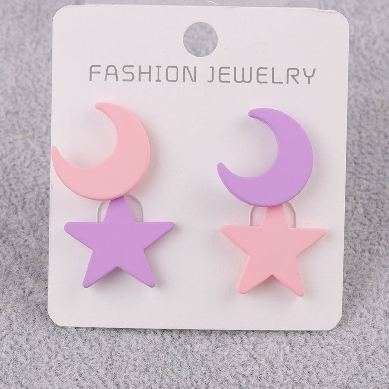 Niche Star Moon Two-piece Set Acrylic Simple Earrings