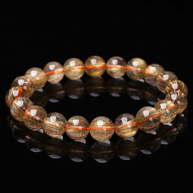 Women's & Men's Jewelry Natural Gold Rutilated Quartz Rutile Crystal Bracelets